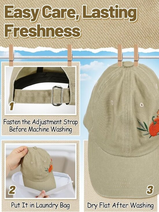 Women\'s Embroidered Baseball Cap Adjustable Soft Breathable Hats Pumpkin